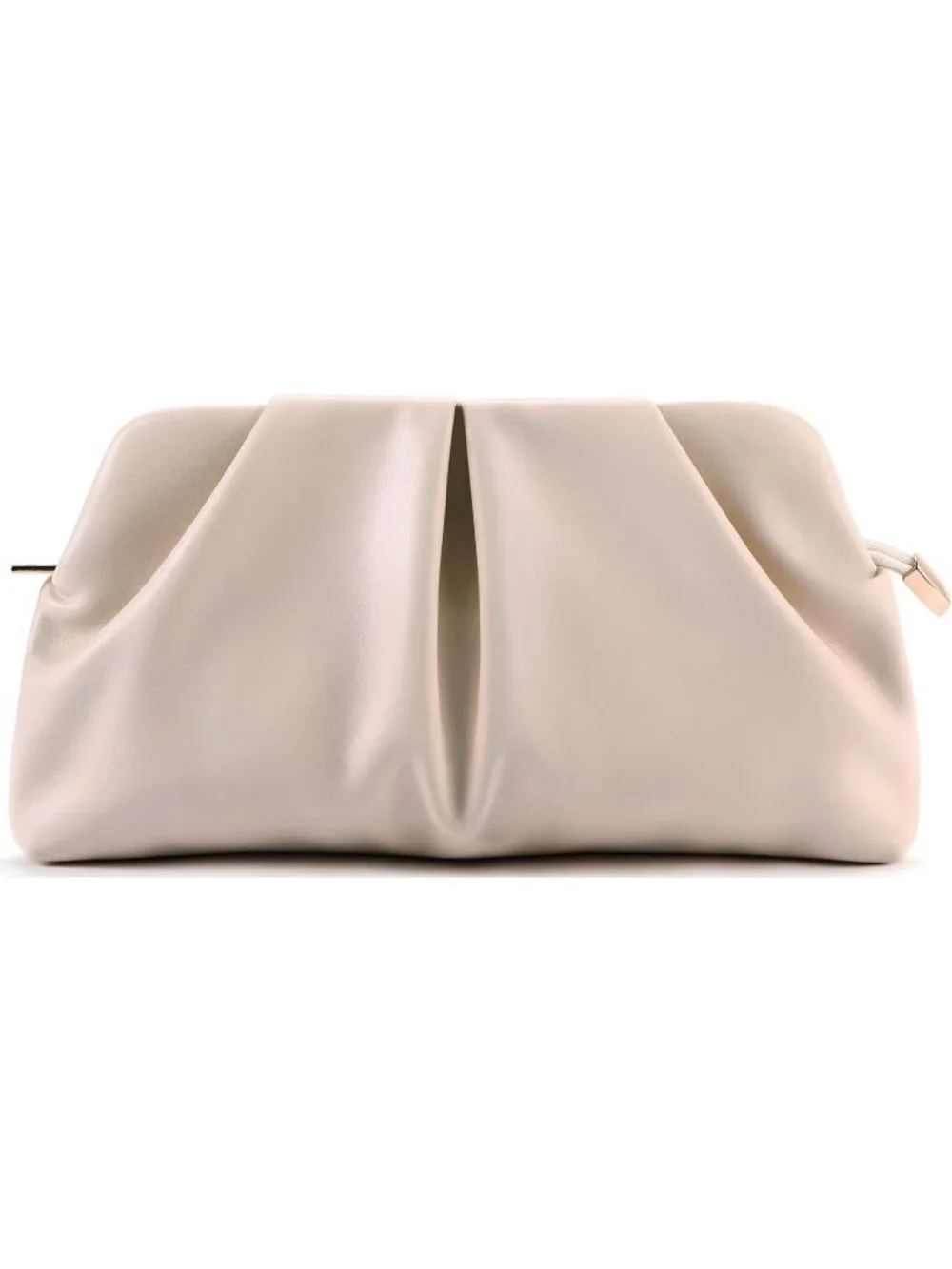 Women's Cream Pleated Pu Clutch Purse For Dressy With Chain Formal Handbag